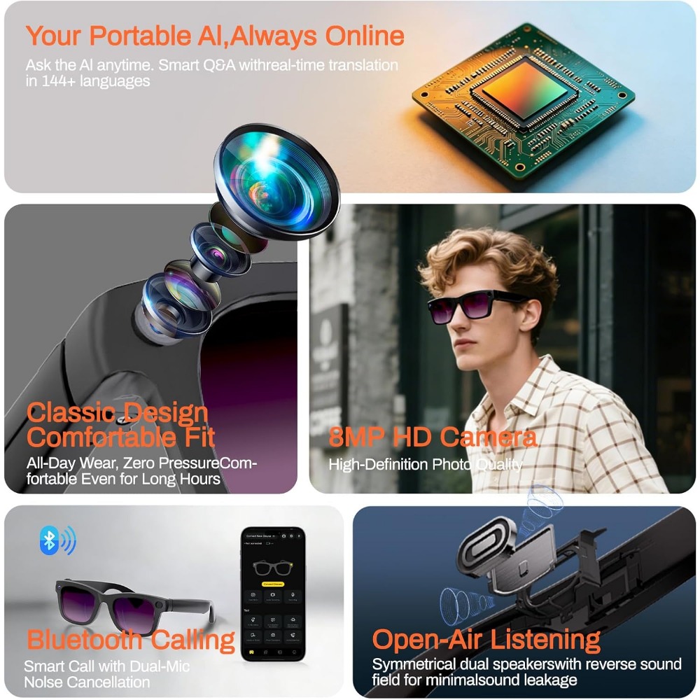 AI Translation, Bluetooth Call - огляд і ціна Smart Glasses Lens