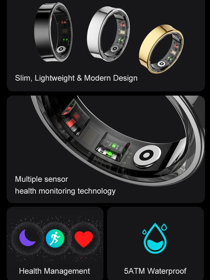 2026 Smart Ring R09 5ATM Water - огляд і ціна Temperature Ring Skin